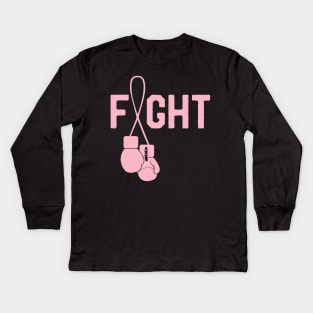 Fight Breast Cancer Awareness Month Ribbon Survivor Fighter Kids Long Sleeve T-Shirt